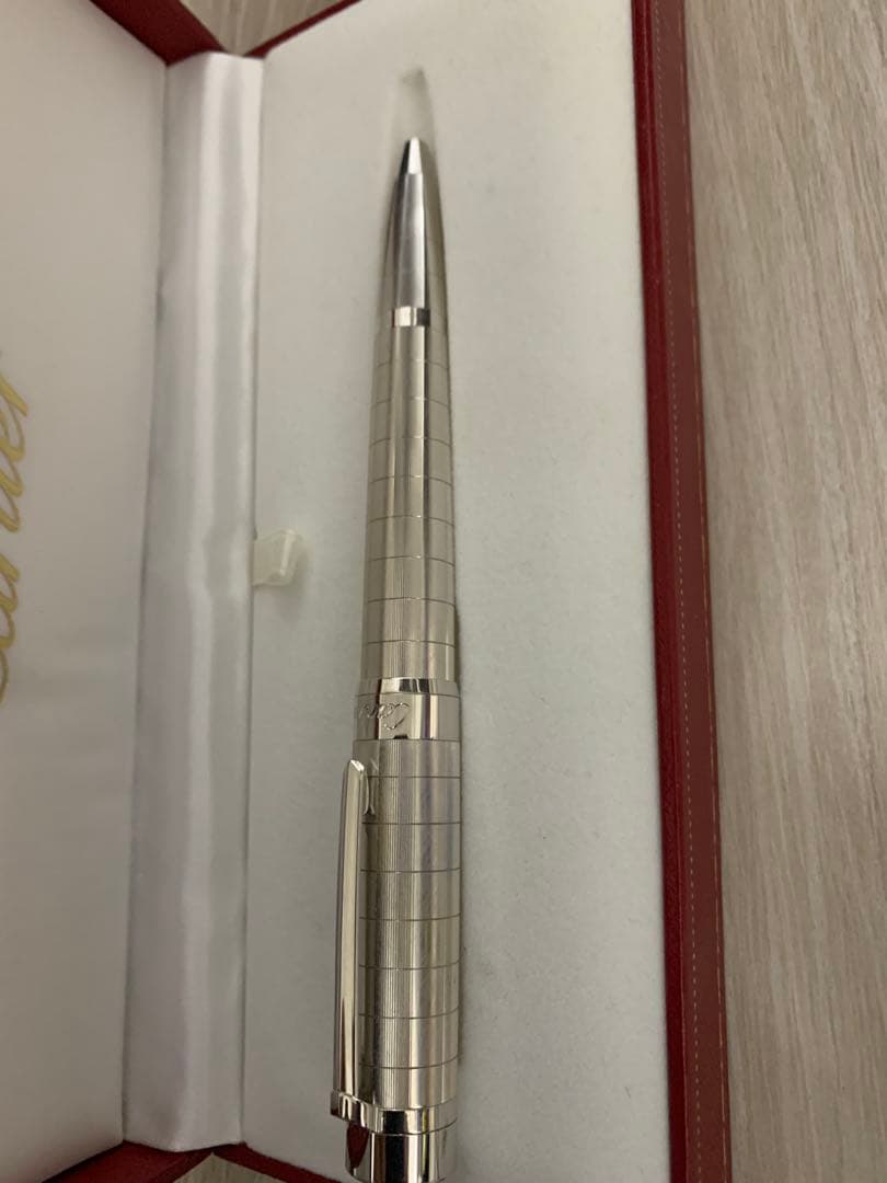 Cartier ボールペン シルバー 格子模様