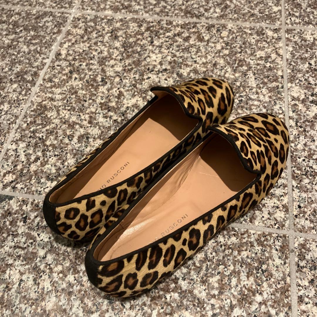 FABIO RUSCONI レオパートフラットシューズ　ハラコ　36