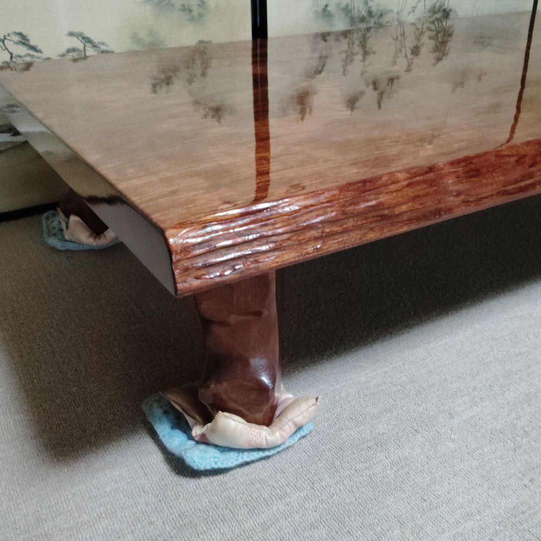 天然木 高級座卓 和 無垢 ローテーブル 一枚板調 平卓 レトロ　アンティーク