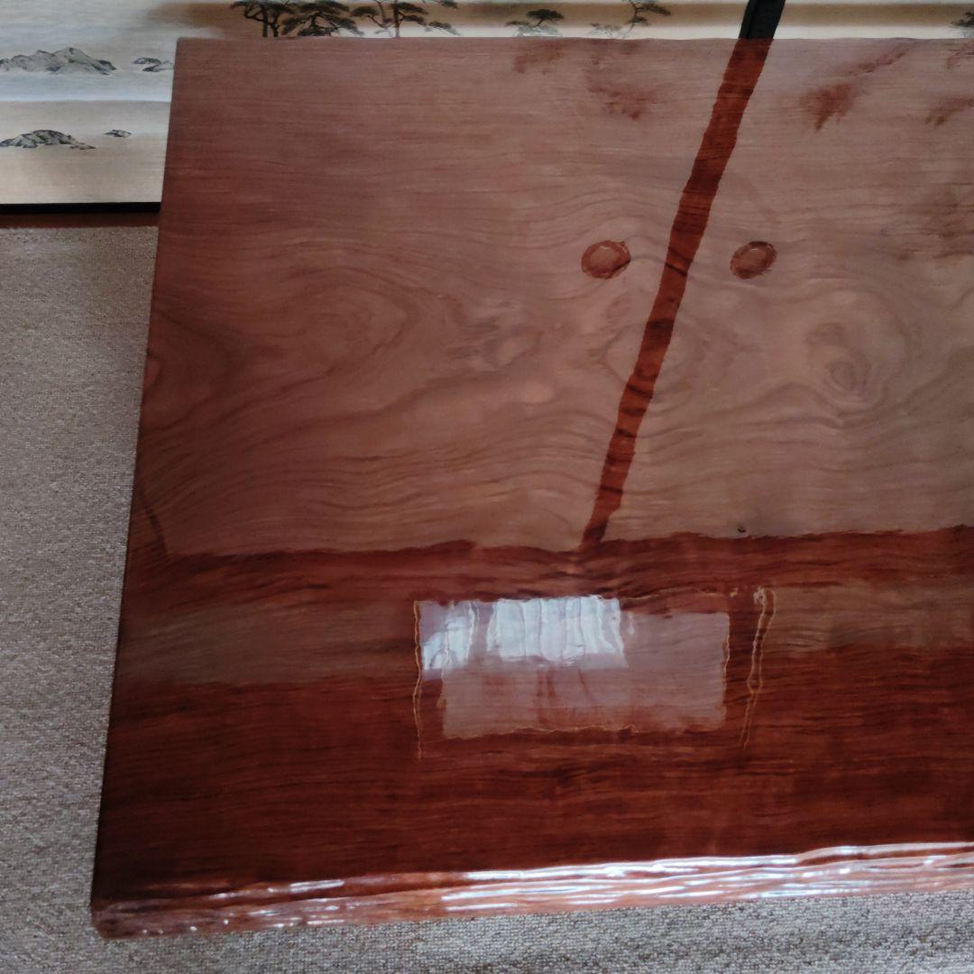 天然木 高級座卓 和 無垢 ローテーブル 一枚板調 平卓 レトロ　アンティーク