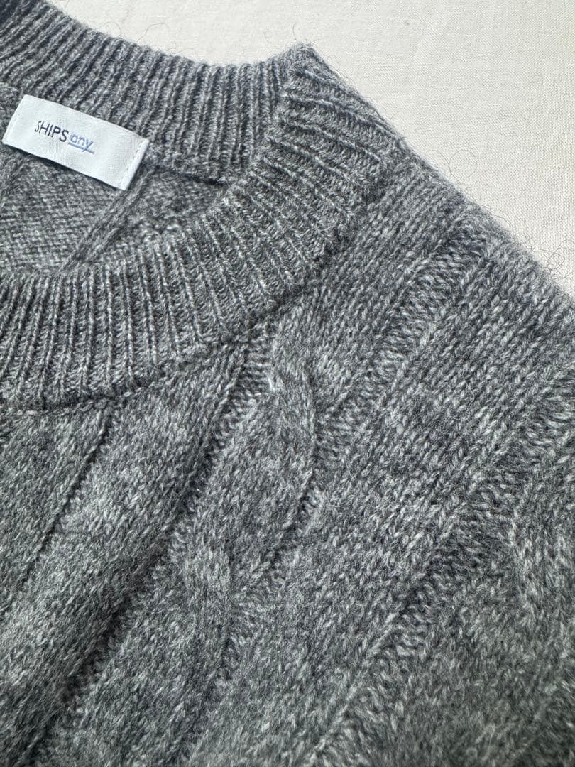 SHIPS any: ヤク ケーブルクルーネックニット カーディガン