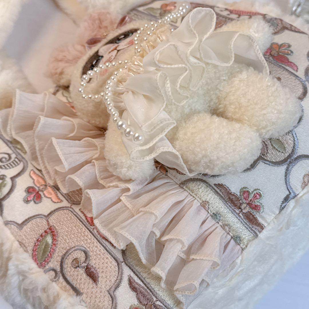 あ*き様 コヤンイサムチョン♡新柄インド刺繍のうさミルクちゃんのラウンドトートバ