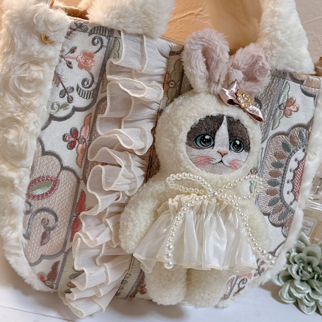 あ*き様 コヤンイサムチョン♡新柄インド刺繍のうさミルクちゃんのラウンドトートバ