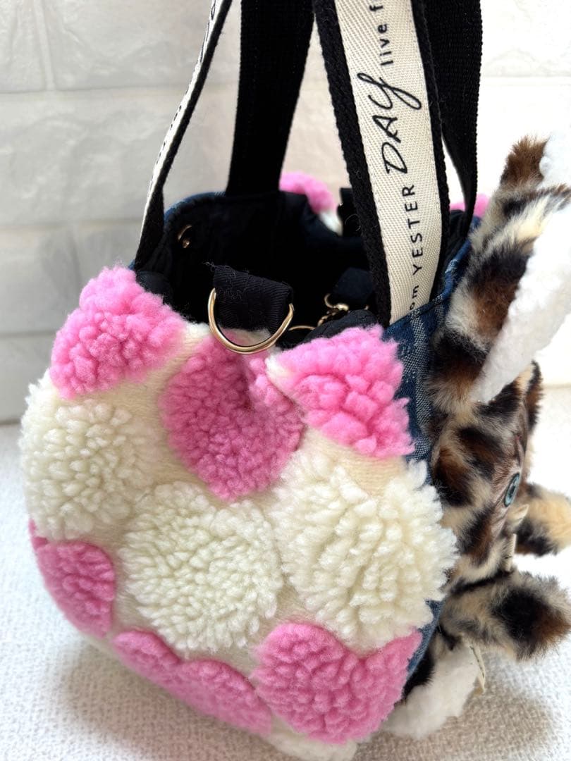 H*U様 コヤンイサムチョン　ハンドメイド　ハートボアバッグ　ピンク　ヒョウ柄う