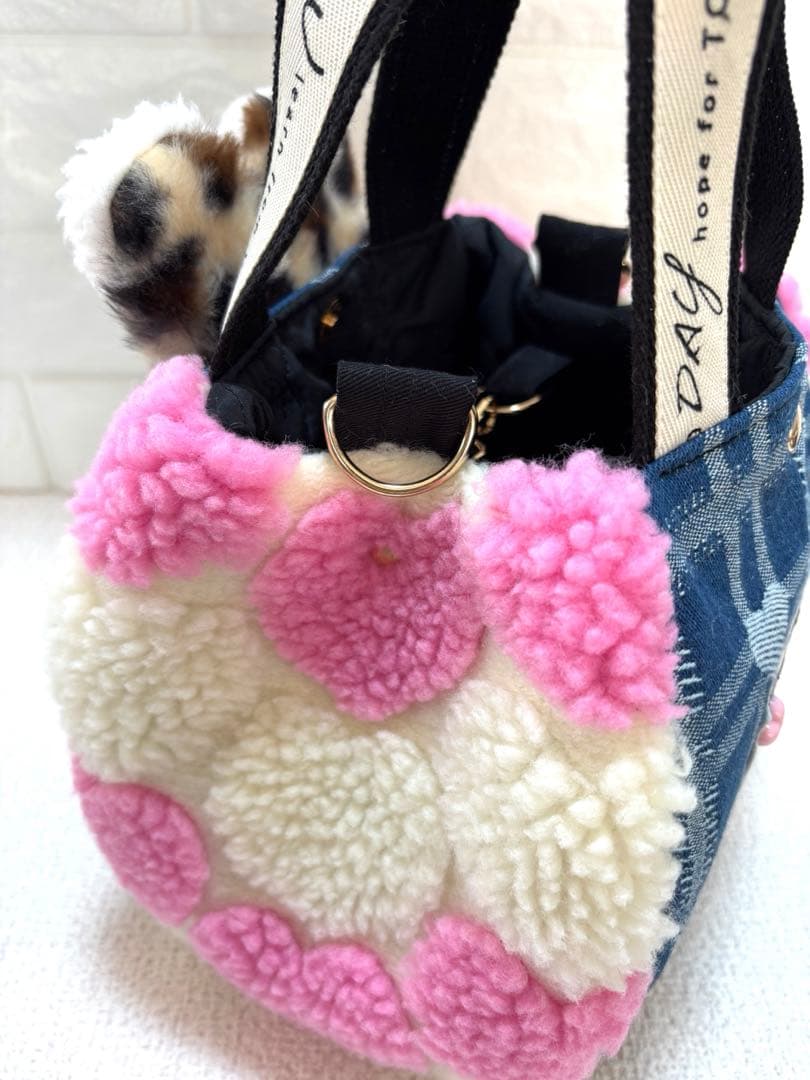 H*U様 コヤンイサムチョン　ハンドメイド　ハートボアバッグ　ピンク　ヒョウ柄う