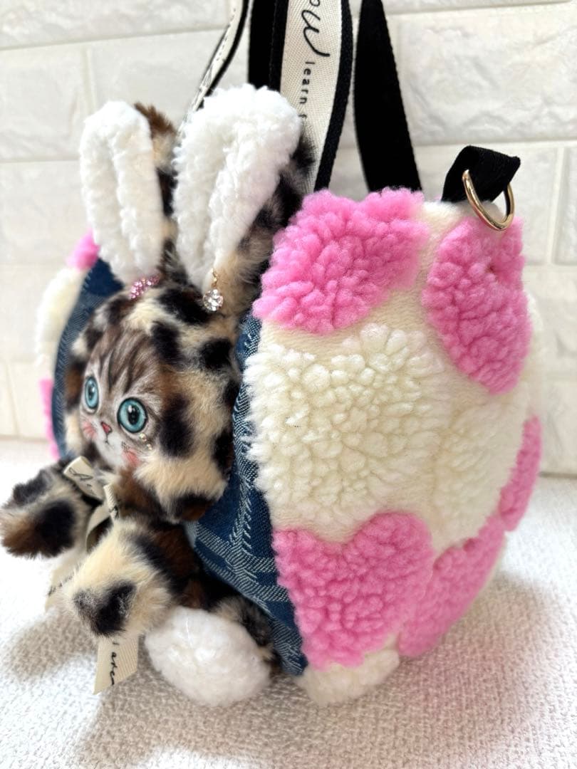 H*U様 コヤンイサムチョン　ハンドメイド　ハートボアバッグ　ピンク　ヒョウ柄う