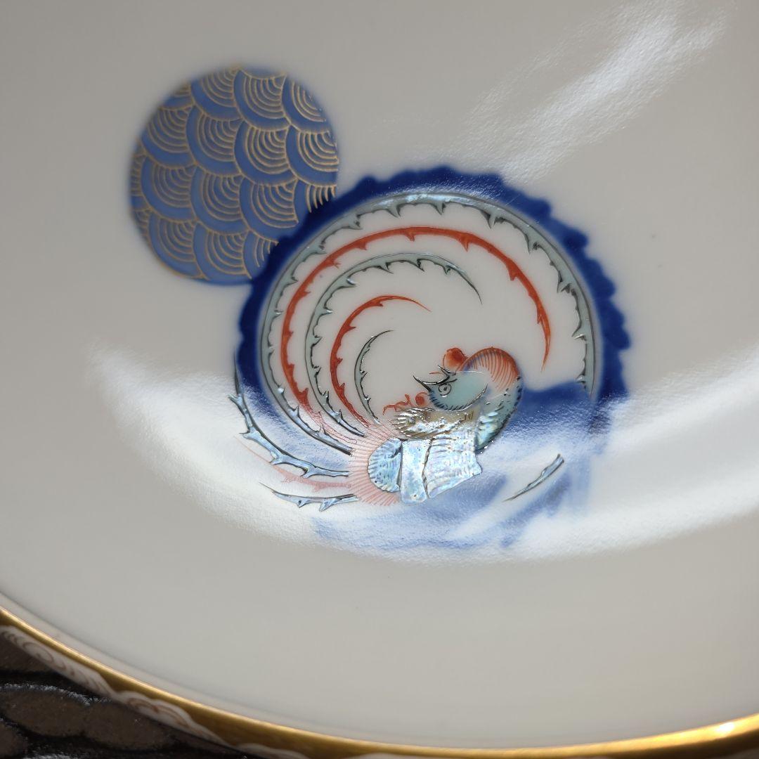 深川製磁　希少　オールド深川　染錦花丸紋　高台鉢　菓子鉢　盛り鉢