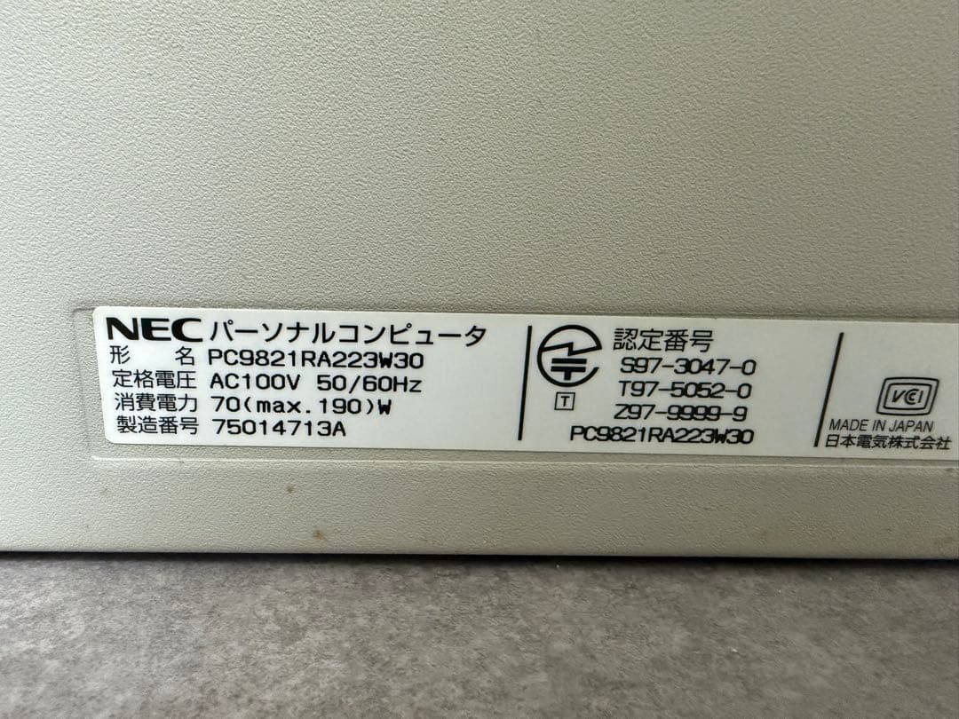 パソコン NEC PC-9821 RaII23/PC9821RA223W30