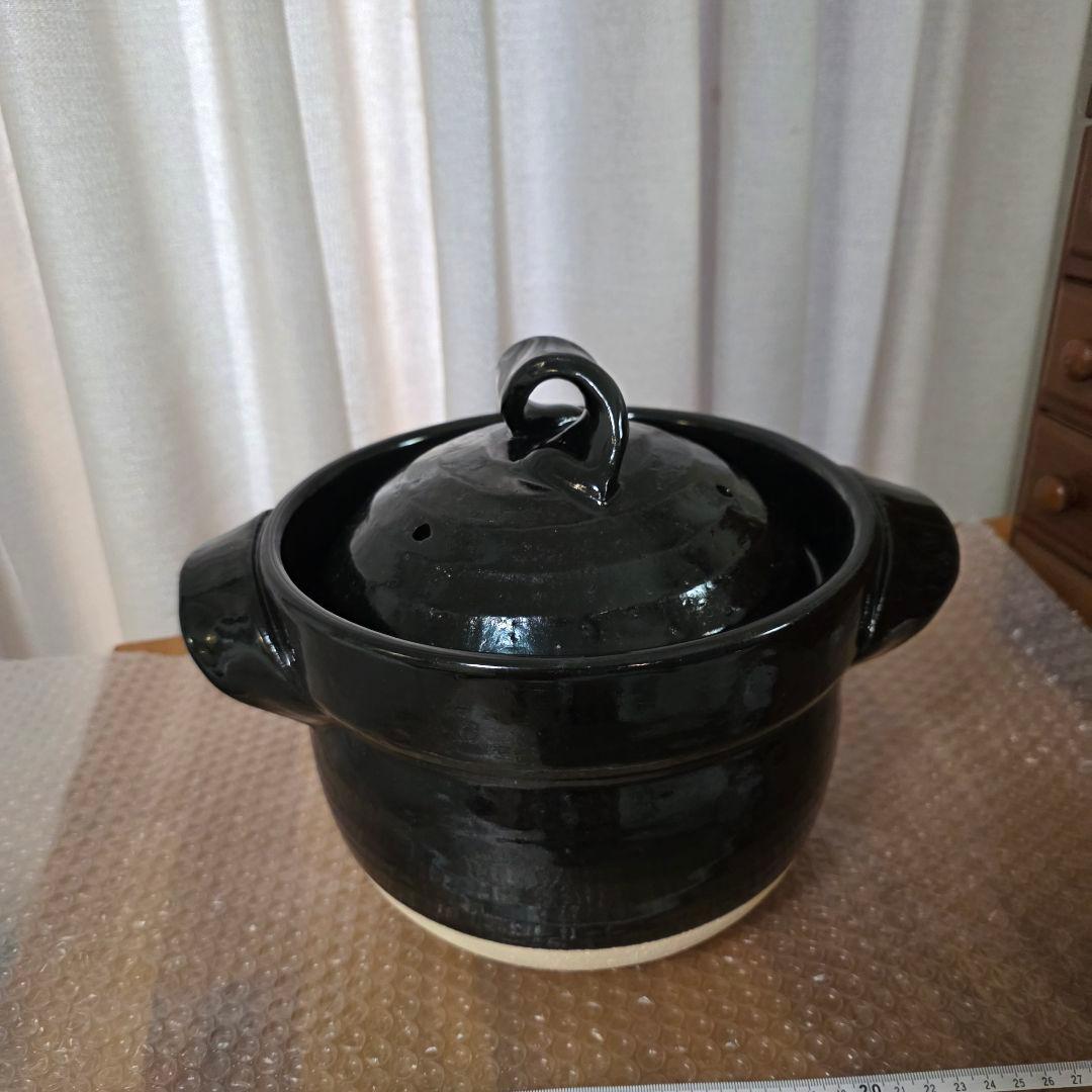 信楽焼 ごはん鍋 5合炊き 黒釉 御飯鍋 ふっくら！