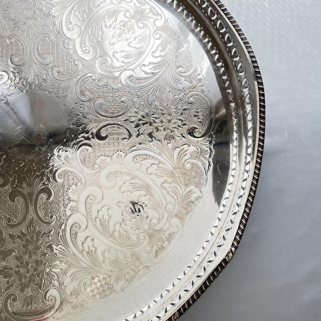 【英国】 透かしのギャラリートレー 41cm　 クロウフット 大盤！！