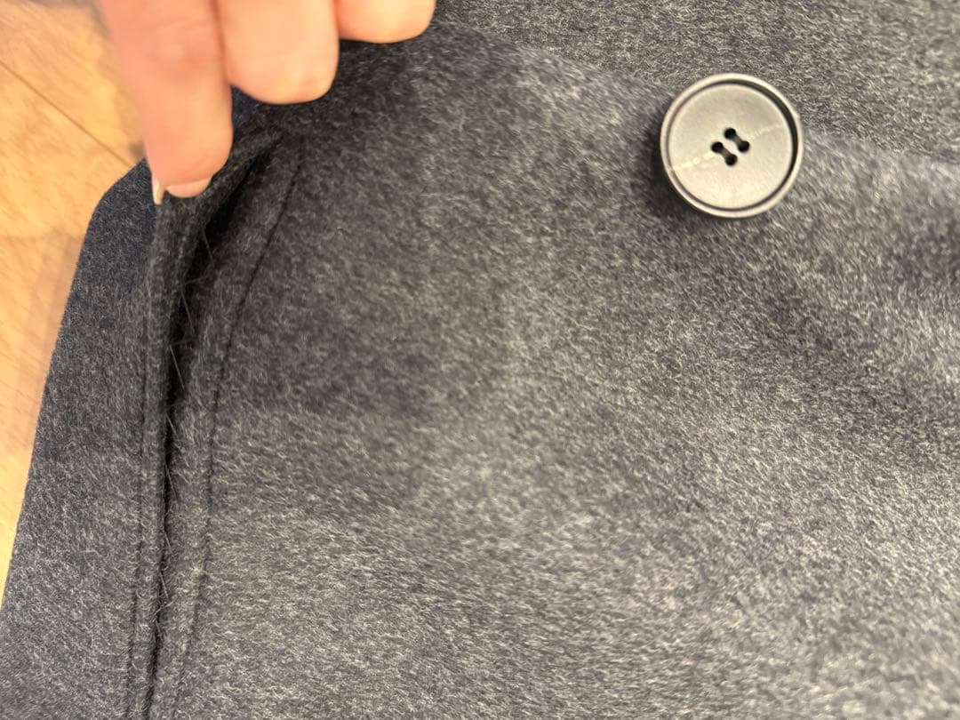 conte ウール100％ ダブルブレスト リバーロングコート GRAY 36