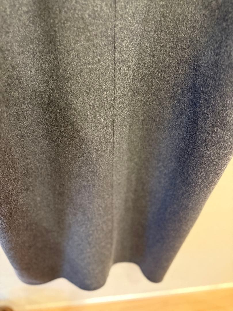 conte ウール100％ ダブルブレスト リバーロングコート GRAY 36