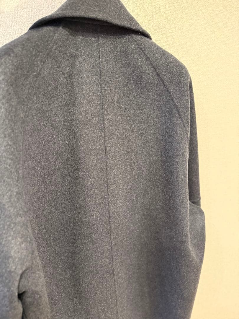 conte ウール100％ ダブルブレスト リバーロングコート GRAY 36