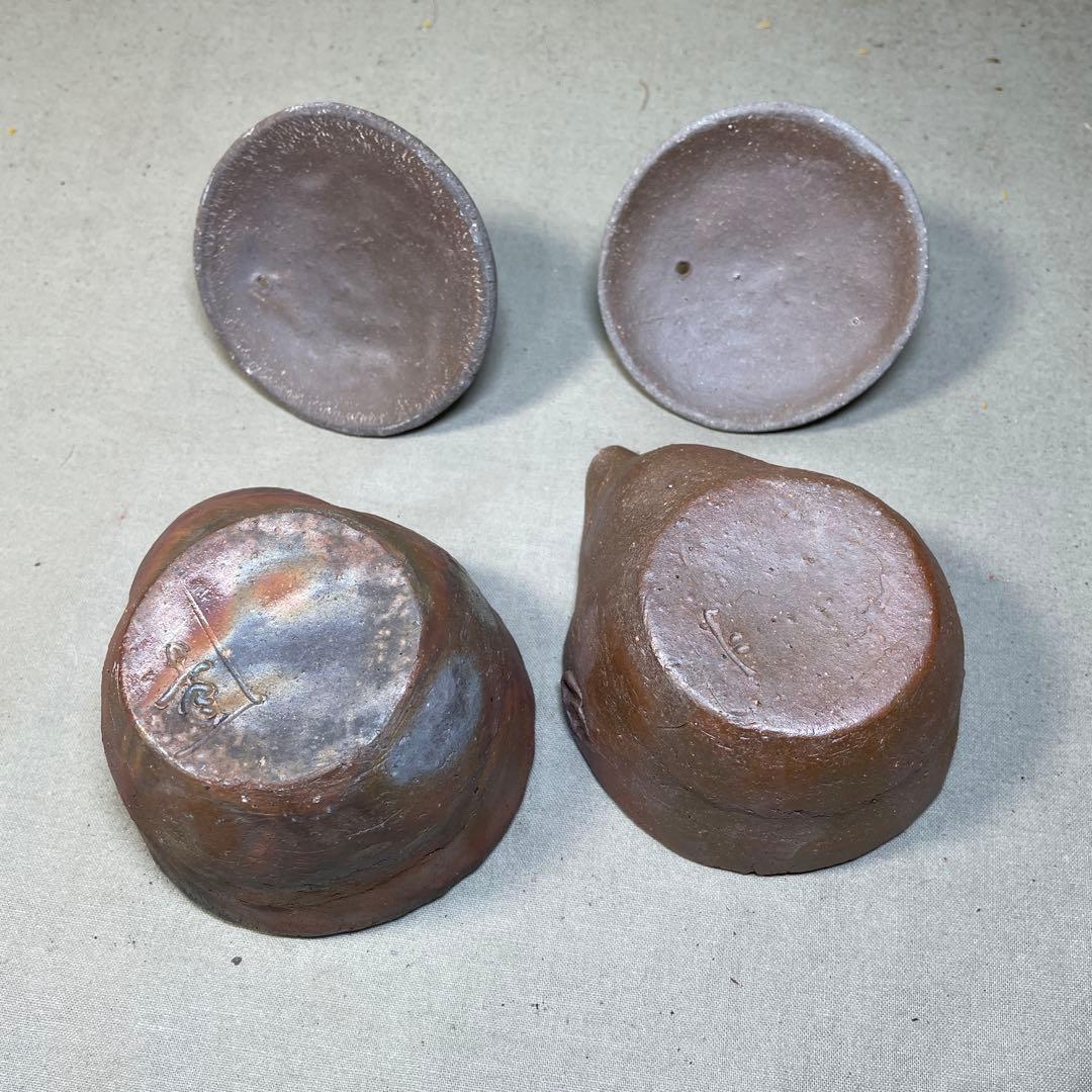 ト*ー様 備前焼　備前手造り龍宝瓶　獅子宝瓶 在銘 ２点セット 煎茶器 急須 煎