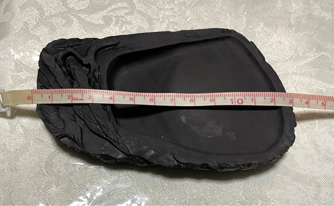 彫刻石硯 松と鳥 唐木箱入り ＆ 墨と筆2本セット