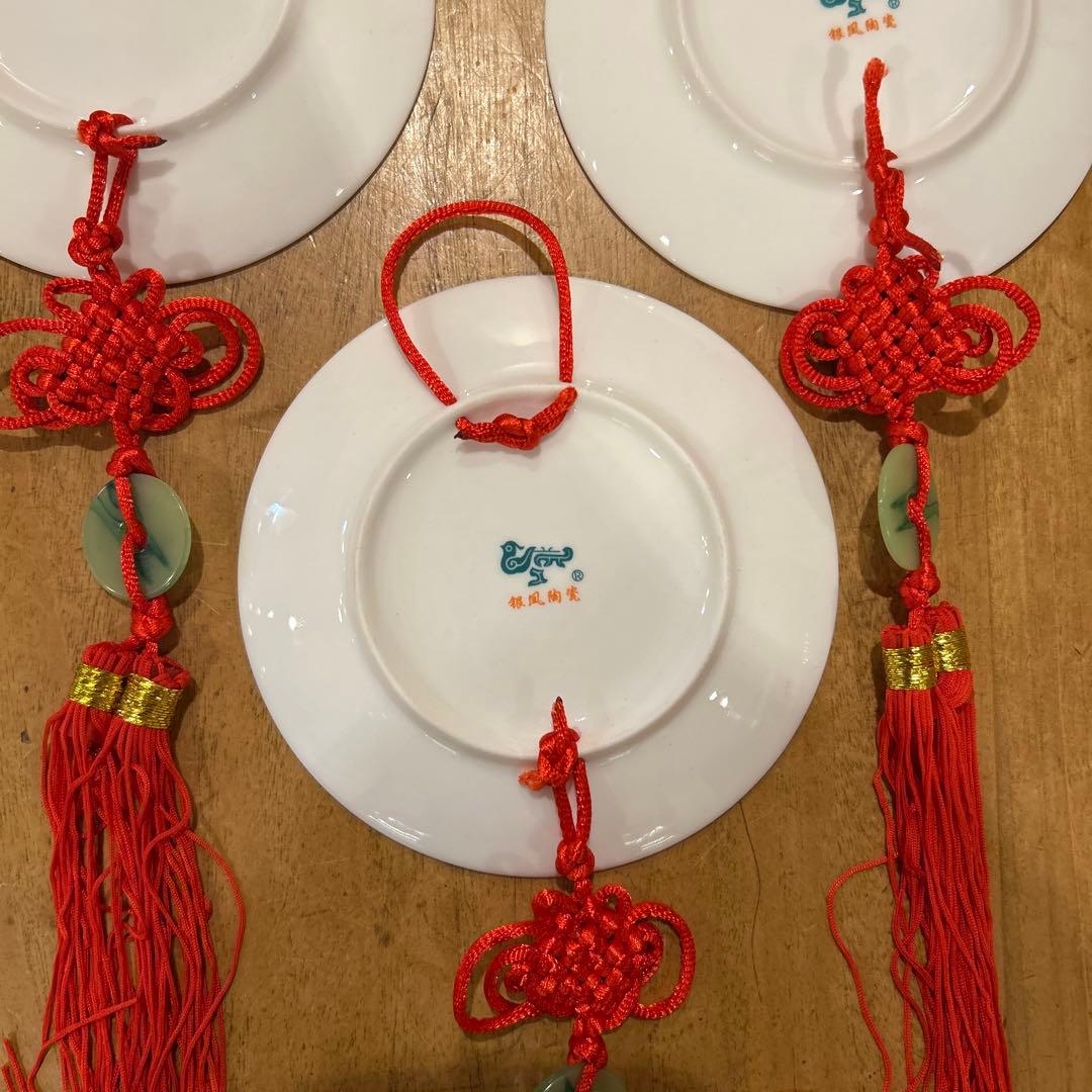 中国製　京劇　飾り皿4枚　下げ皿