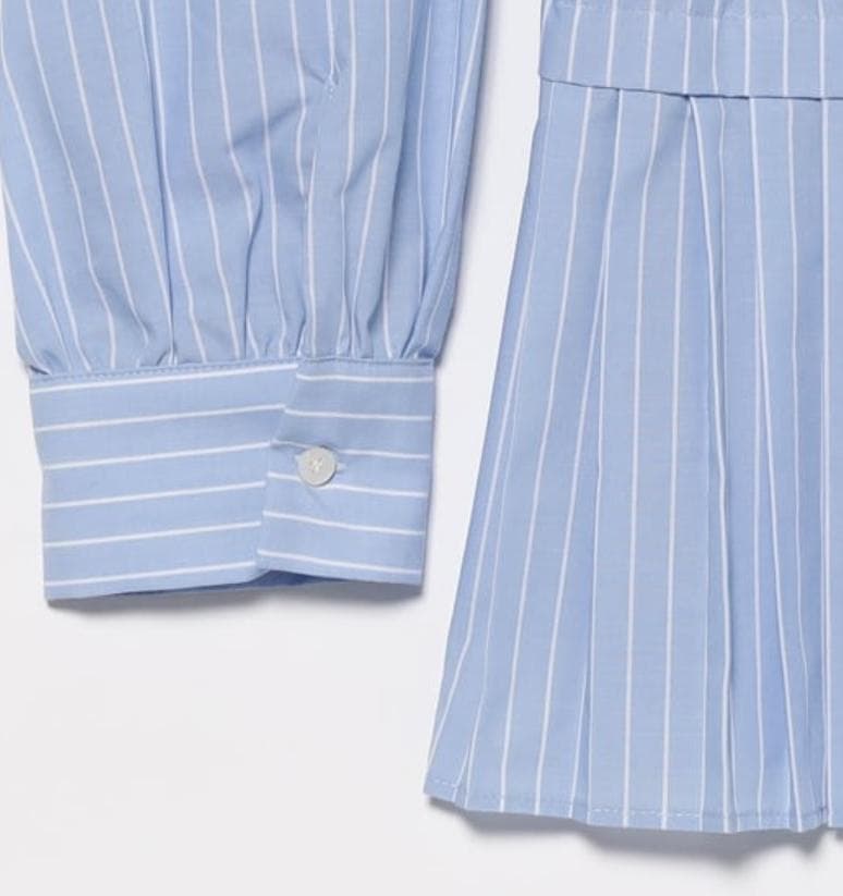 レディース プリーツ キリカエ バンドカラー シャツ