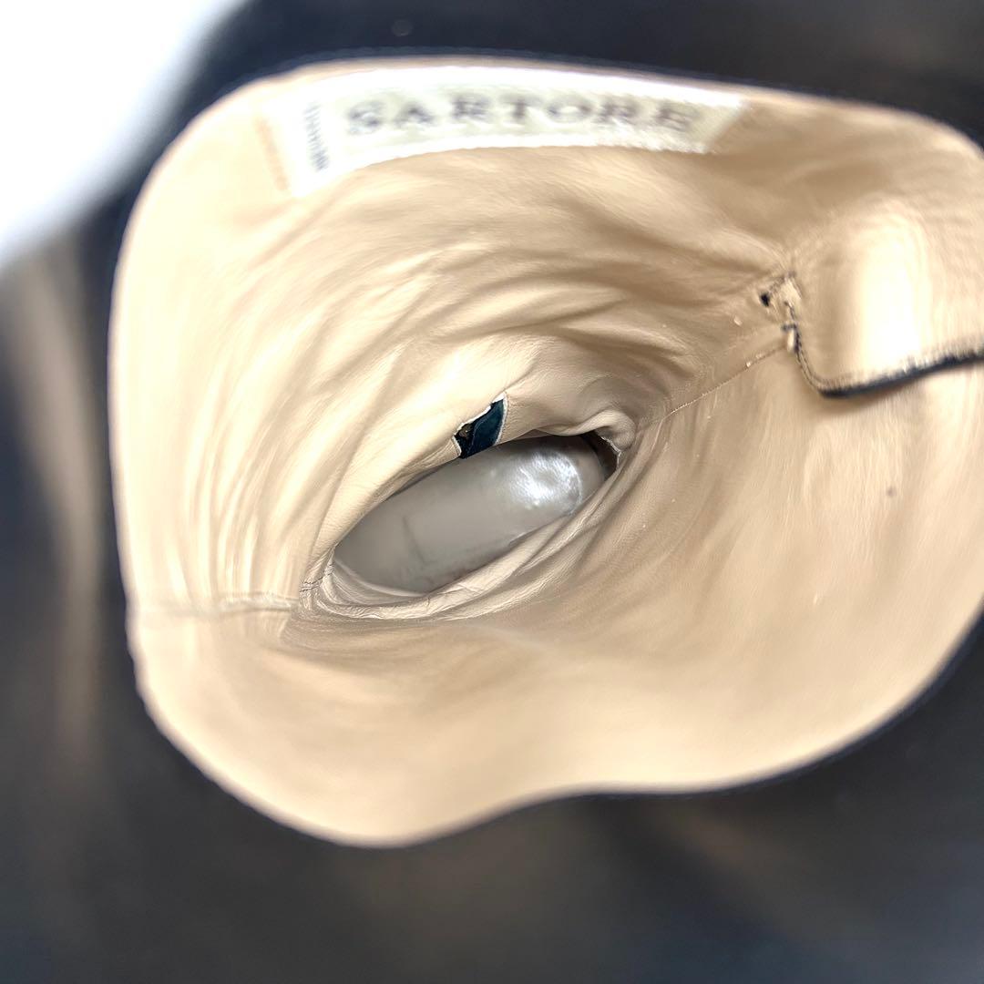 【サルトル】ジョッキーブーツ ロングブーツ ベルト 金具 23.5 伊製 黒