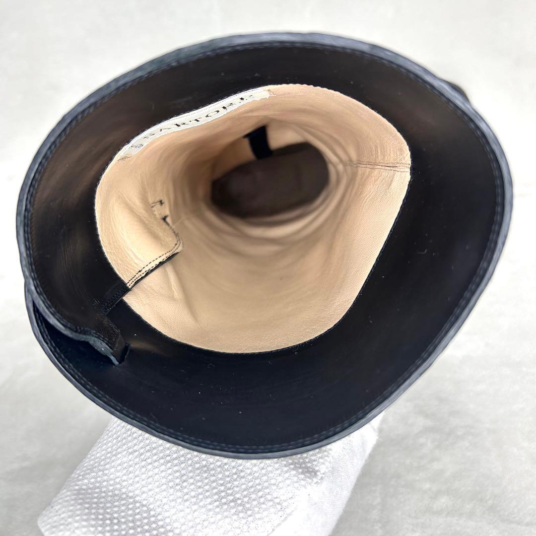 【サルトル】ジョッキーブーツ ロングブーツ ベルト 金具 23.5 伊製 黒