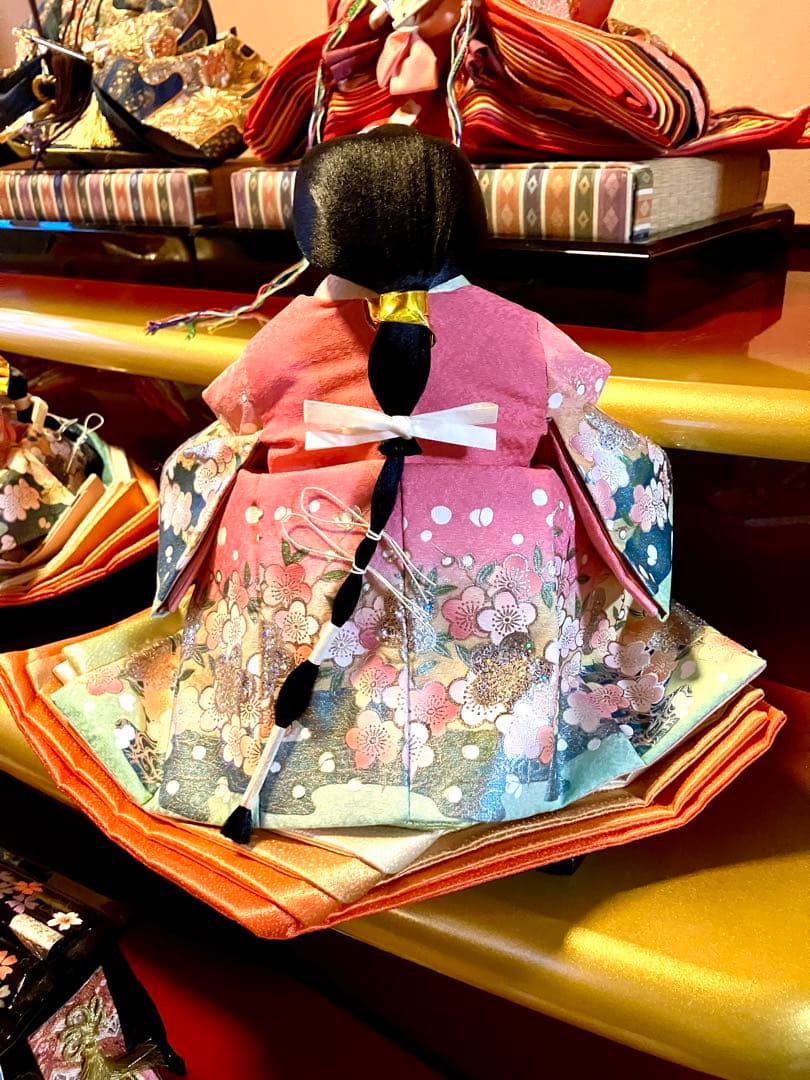 御京雛②平安春峰作　雛人形　三段飾り　お雛様　京都西陣織り　ひな人形3段　桜刺繍