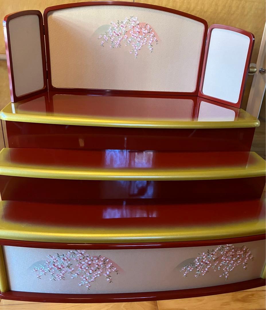 御京雛②平安春峰作　雛人形　三段飾り　お雛様　京都西陣織り　ひな人形3段　桜刺繍