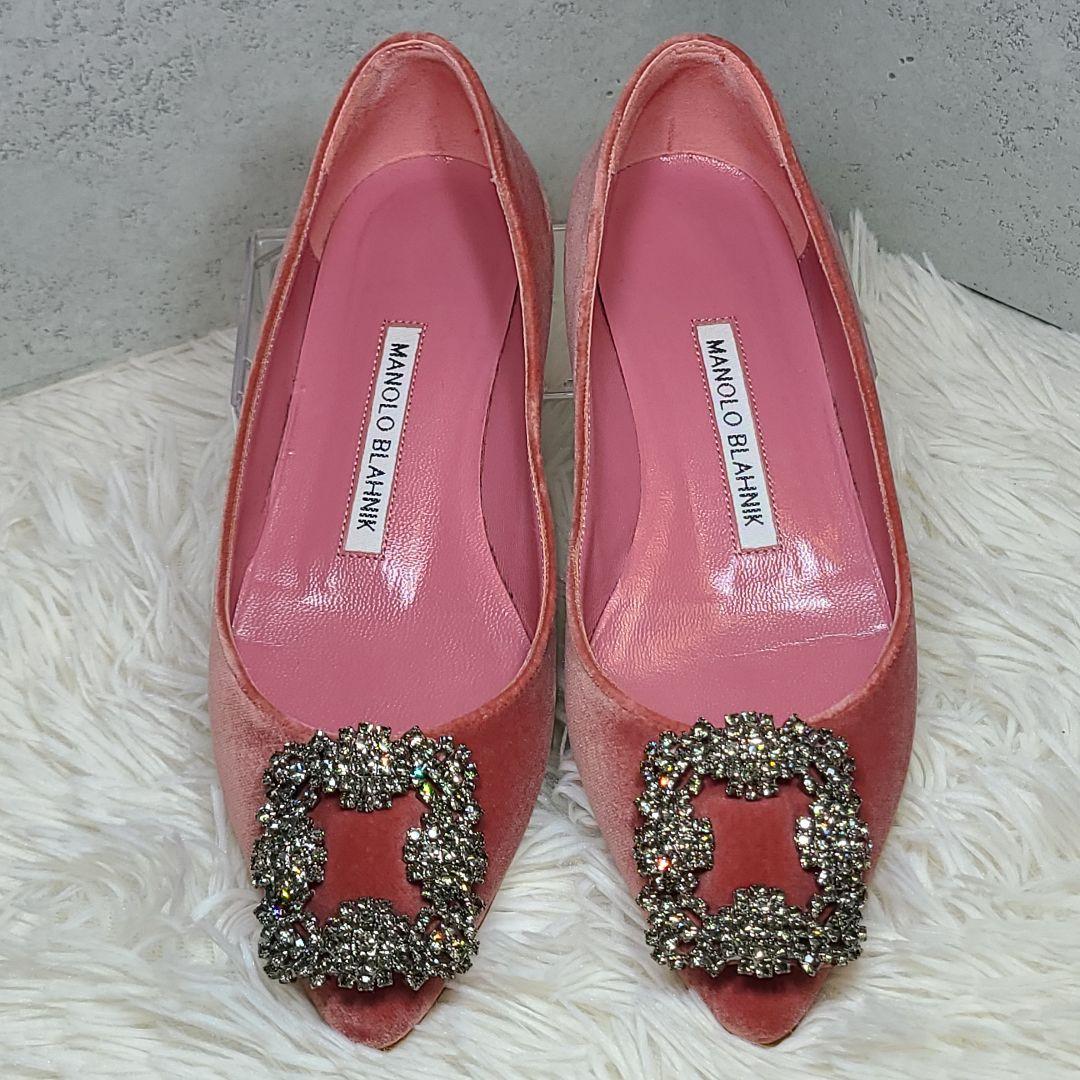 希少サイズ33【マロノブラニク】ハンギシ　フラット　ベルベットピンク
