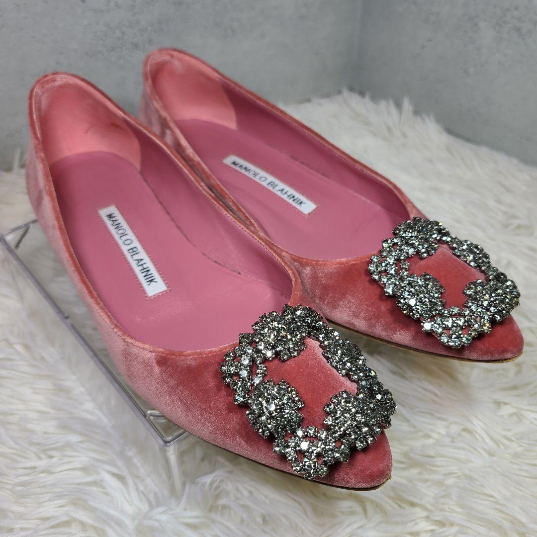 希少サイズ33【マロノブラニク】ハンギシ　フラット　ベルベットピンク