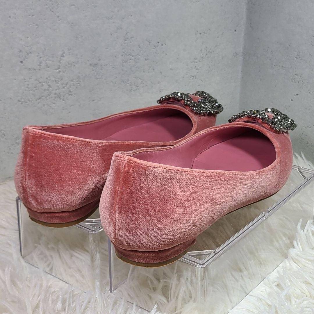 希少サイズ33【マロノブラニク】ハンギシ　フラット　ベルベットピンク