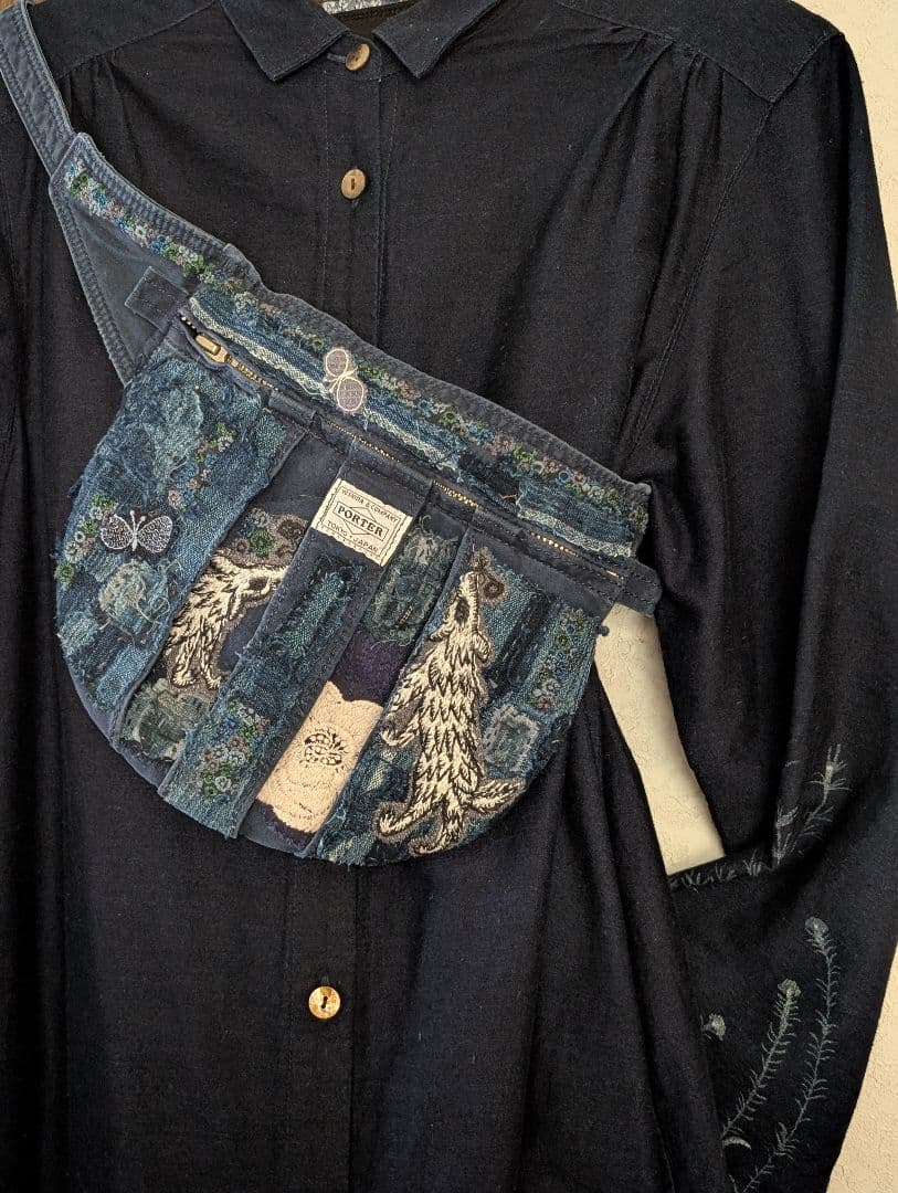 ❇️専用に。《吉田カバンと双頭のWolf＆Flower》藍染　襤褸　ミナ