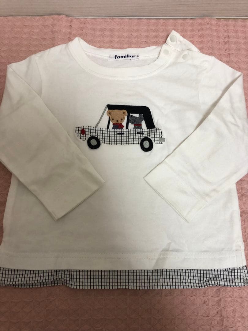 familiar クマと車の長袖Tシャツ2枚セット 90cm