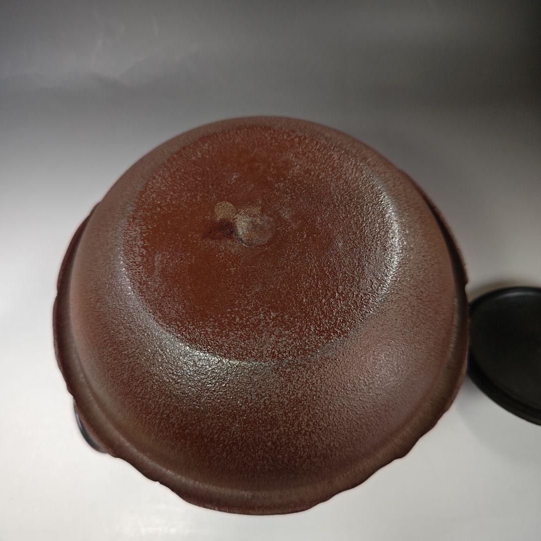 イ396 茶釜『釜師　佐藤浄清作』『細霰地文　真形羽釜　共箱』鉄釜　茶道具