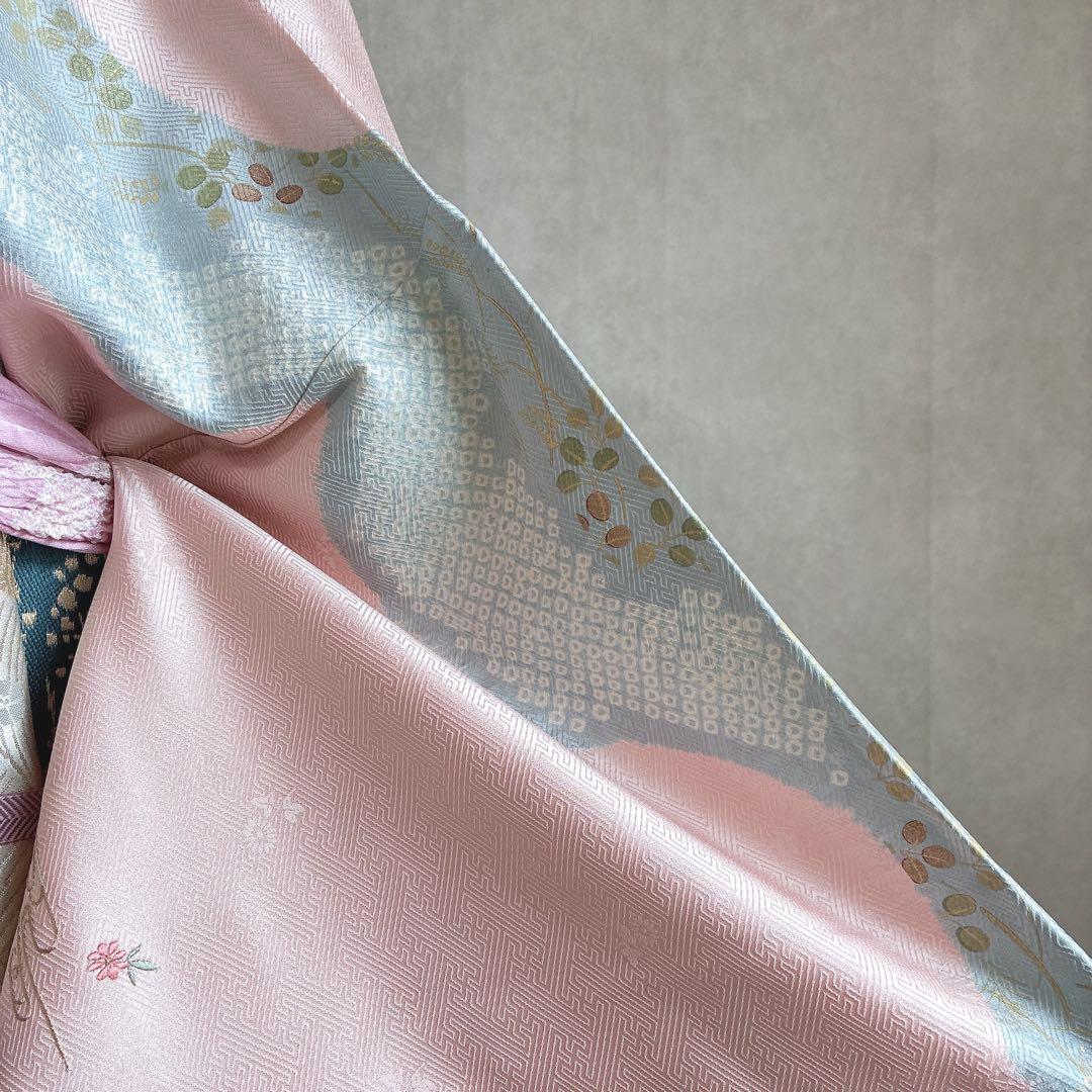 訪問着　フルセット　着物　正絹　入学式　手刺繍　絞り　紗綾形地紋　そよ風　G6