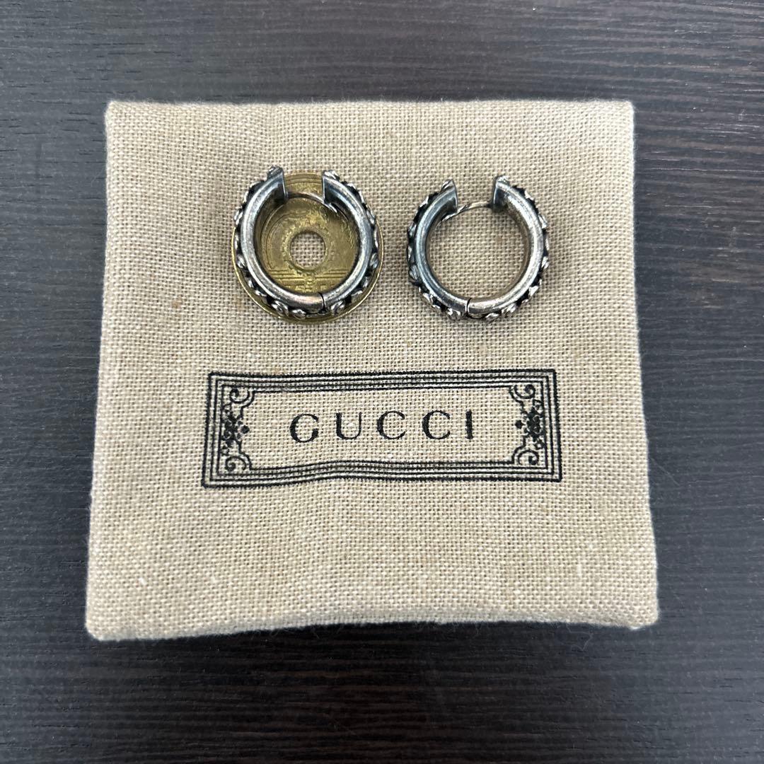 GUCCI フラワー装飾 シルバーピアス