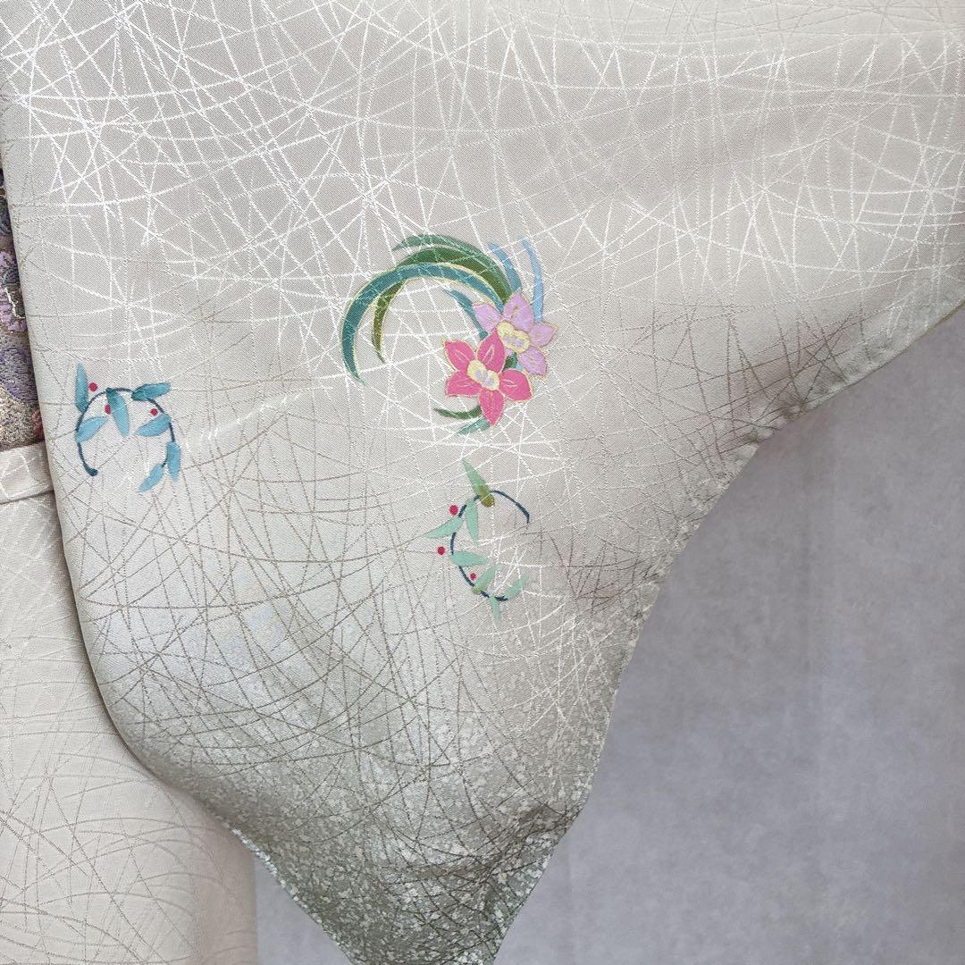 付け下げ　フルセット　着物　正絹　花丸文様　訪問着　上品可憐　共布有り　J4