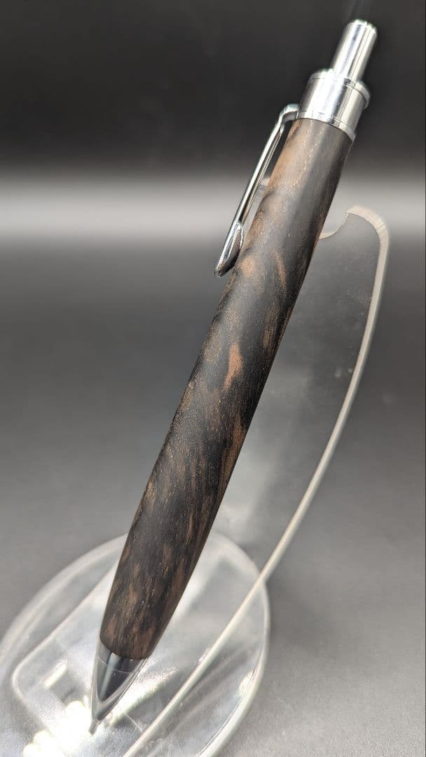 275ペン工房翌檜　極上　黒柿　孔雀杢　木軸シャーペン　木軸ボールペン