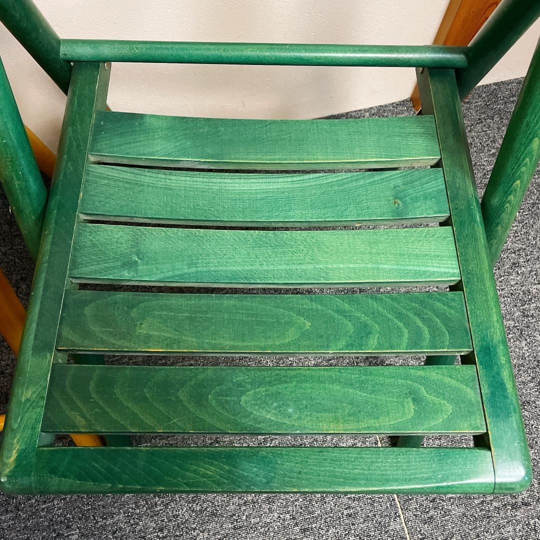 木製 折りたたみチェア 3脚セット カントリー調（グレー・イエロー・グリーン）