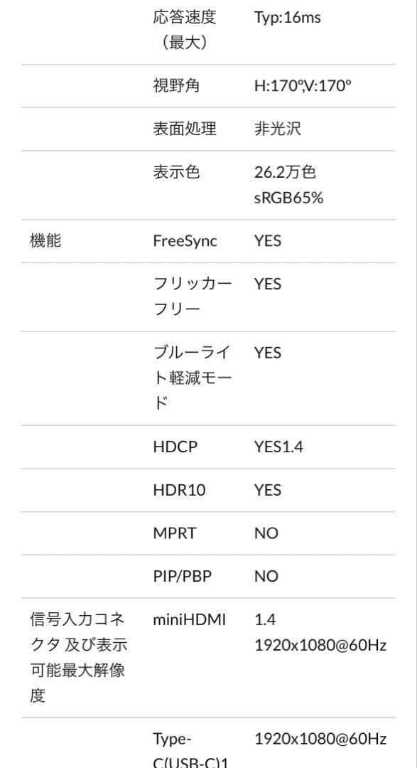 【動作確認済】JAPANNEXT モバイルモニター 15.6