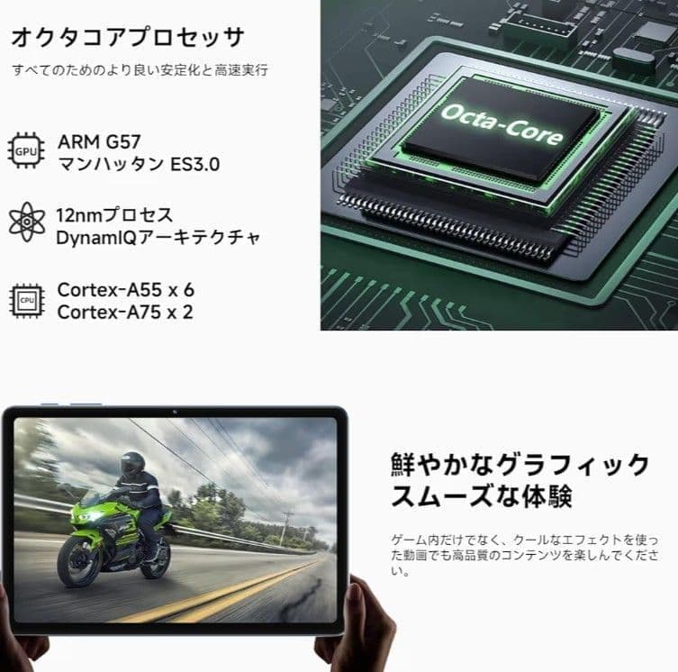 android16 タブレット10.1インチ 保護フィルム貼付7点付属品付