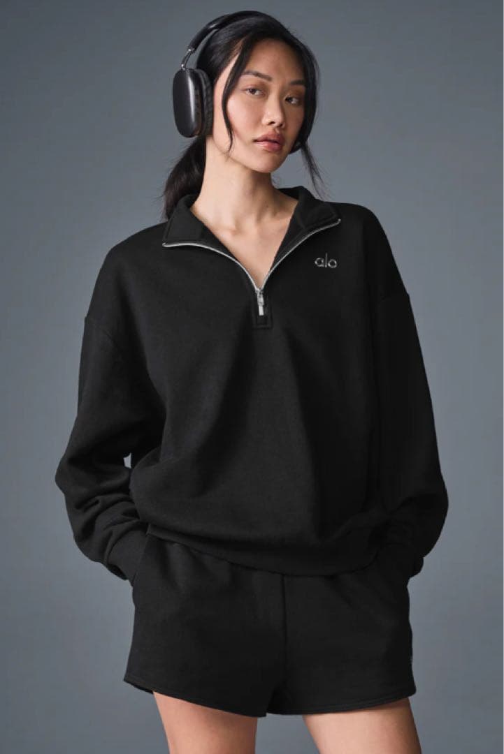 Alo ジップ プルオーバー ブラック