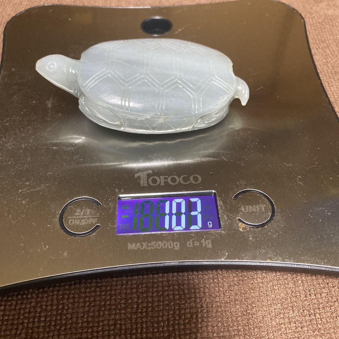 翡翠 亀 置物