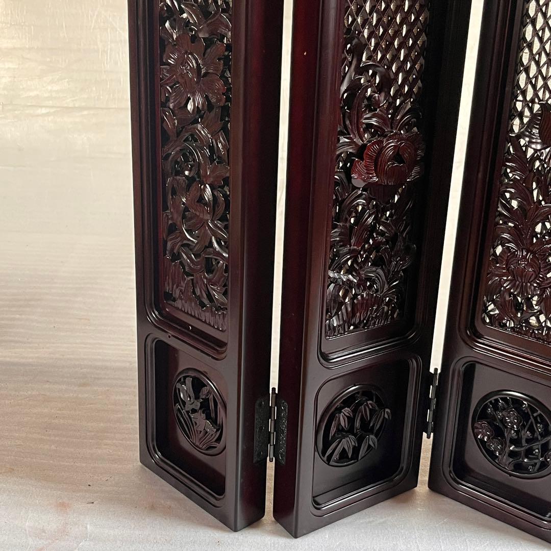 超高級　天然木　彫刻　目隠し　仕切り　衝立　ミニマル空間にアクセントを　木彫り