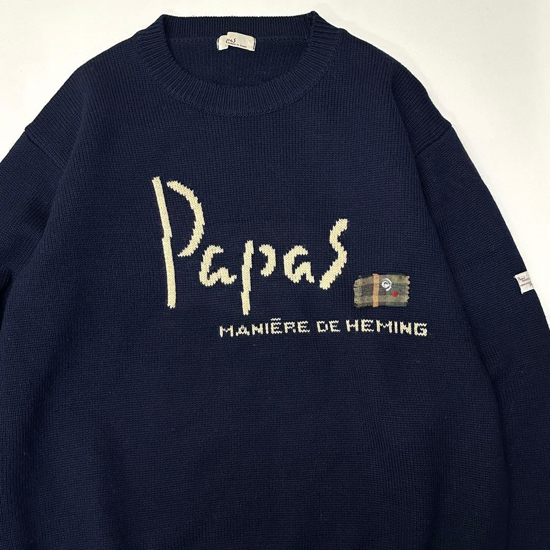 Papas パパス セーター ニット papasウールニット オールドロゴ