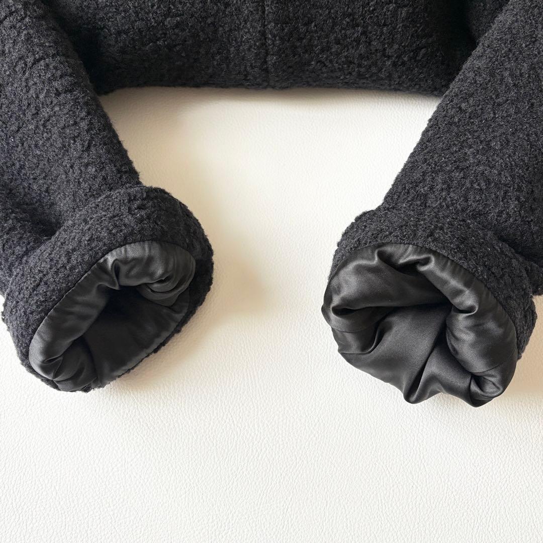 2953y美品　イザベルマラン　ノーカラーボアロングコート　黒