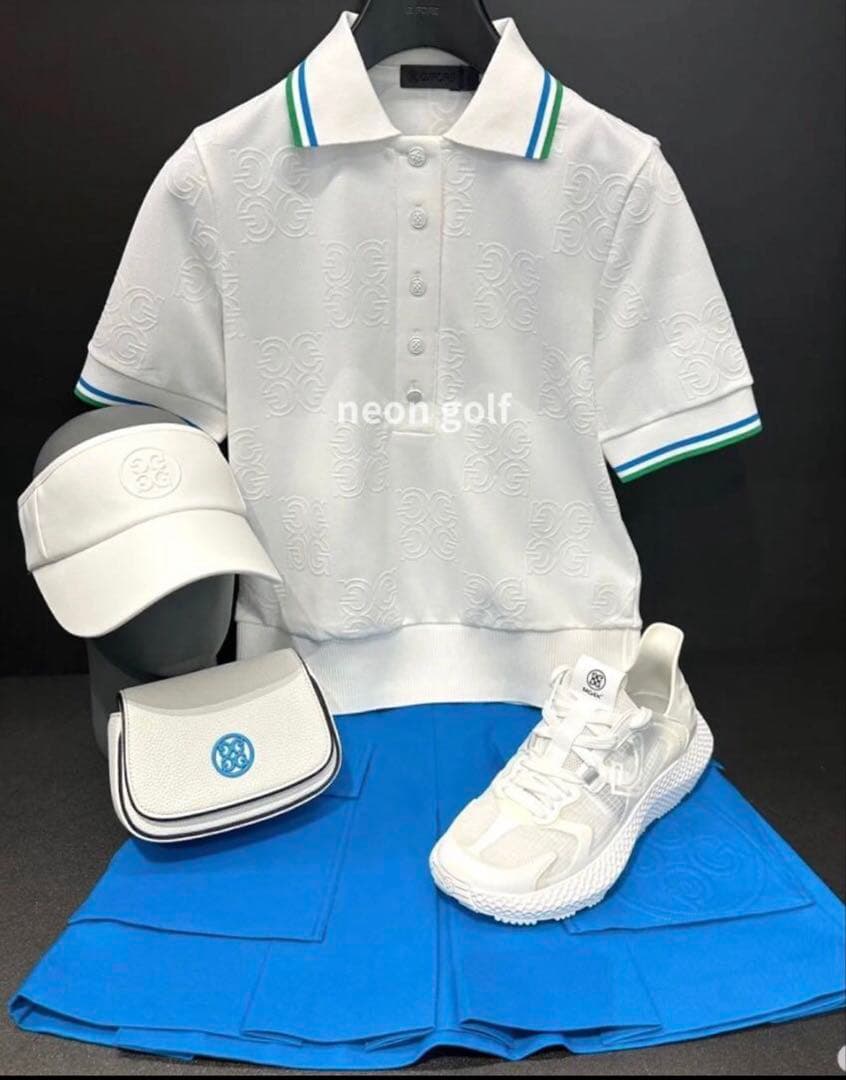 gfore ホワイトエンボスゴルフシャツ