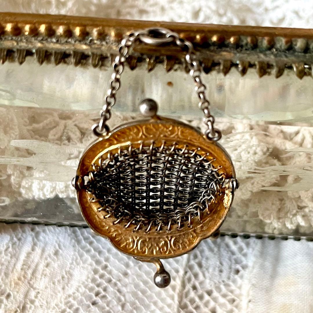 【レア】ドール用ミニがま口バッグ　チェーン付き　ミニチュア　フランスアンティーク