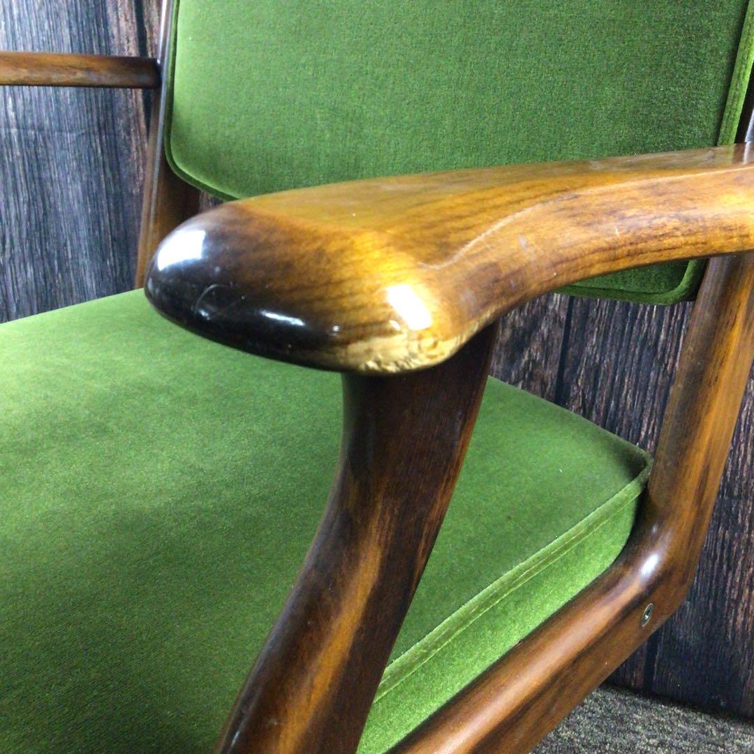 カリモク コロニアル デスクチェア グリーン オールドカリモク