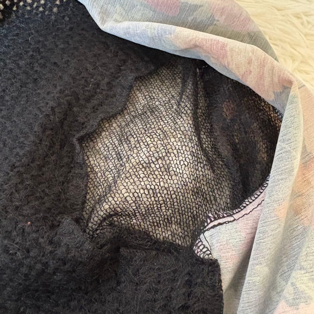 トリココムデギャルソンAD2013 花柄 切替え モヘア ニットシャツ Sサイズ