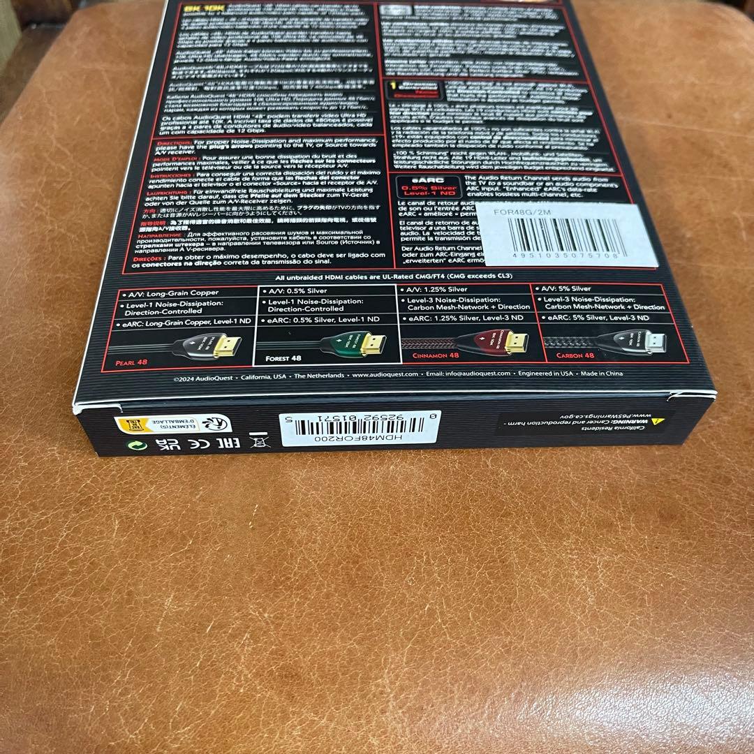 新品 オーディオクエスト HDMIケーブル 4K FOR48G2M