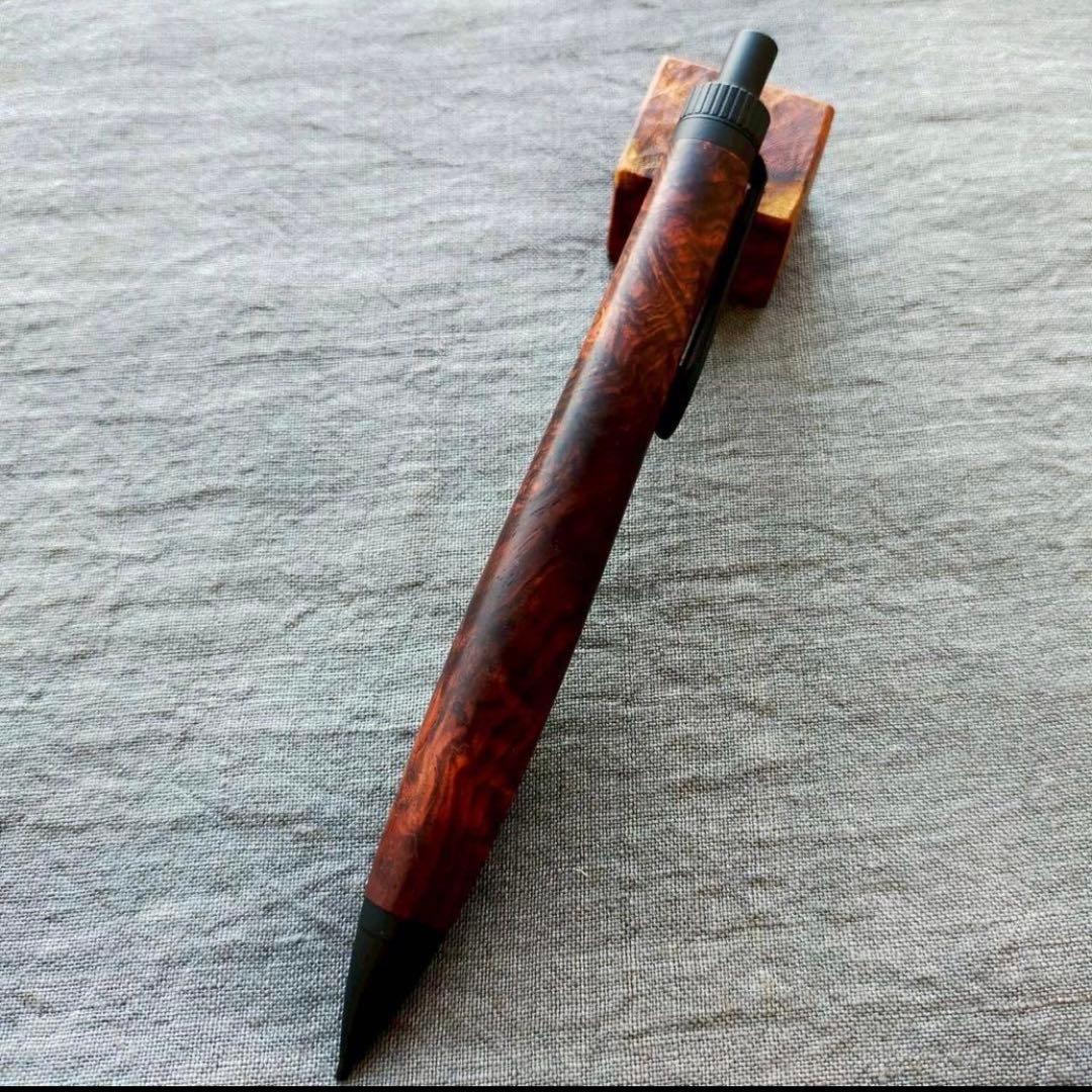 【現在セール中】ローズウッド瘤　工房楔　監修金具　木軸　シャープペン　ボールペン