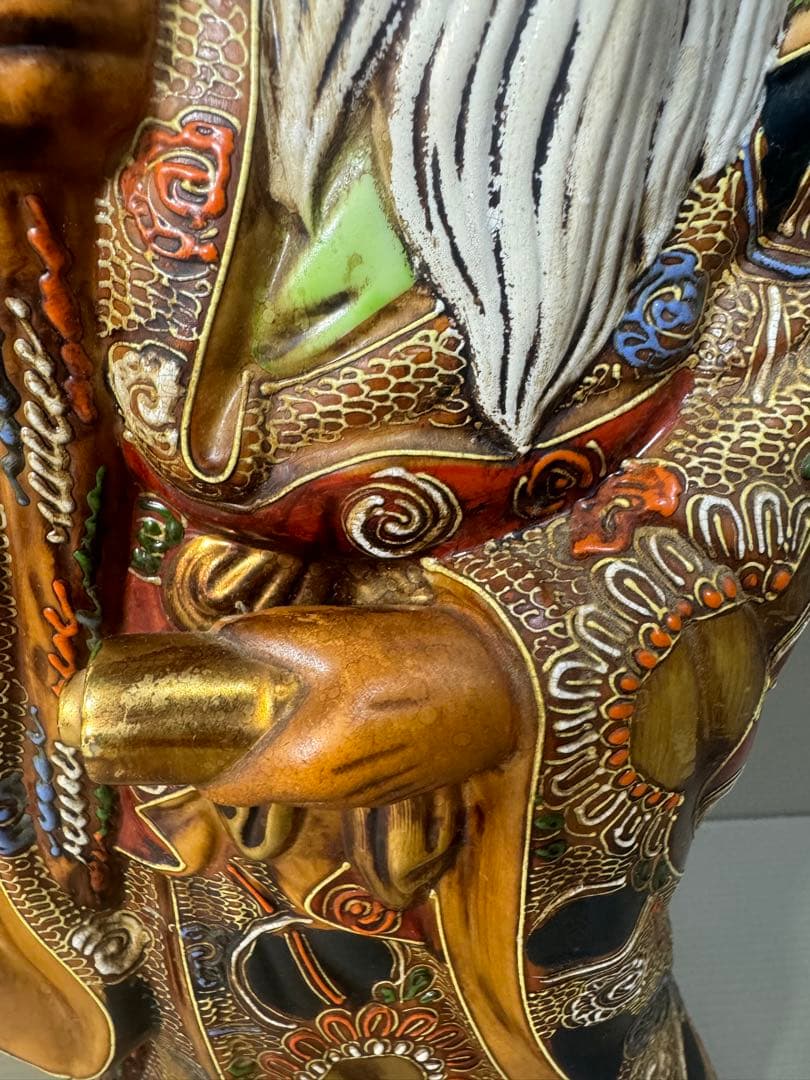 2500 九谷焼 寿老人 置物 縁起物　38cm 時代物